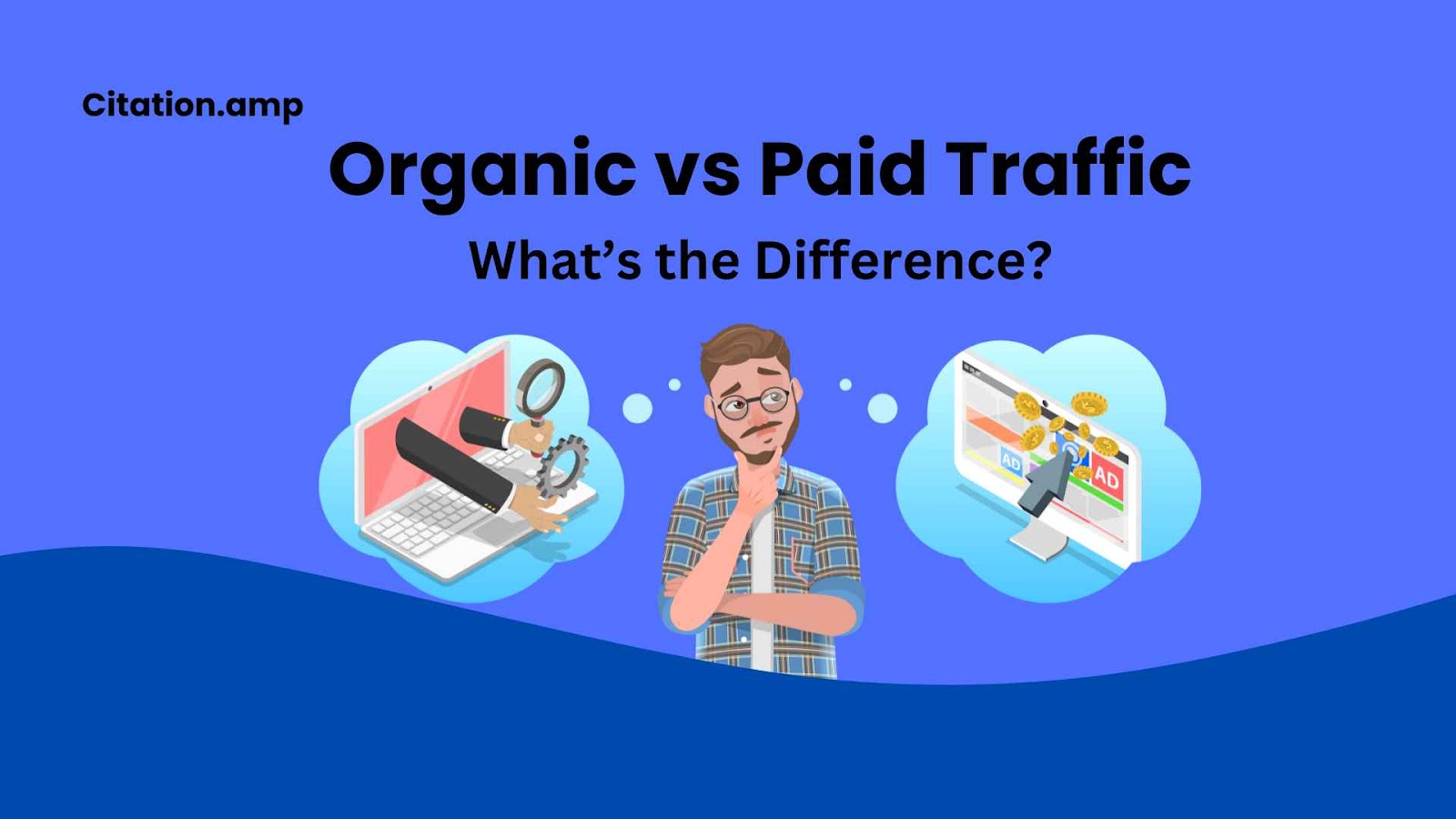 Comparison between organic and paid traffic showing key differences and their impact on website performance